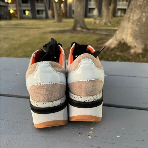 Zara contrast color platform Stylish White and Orange Sneakers S/9 - Picture 8 of 9